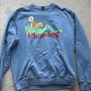Blue Sweatshirt with Frog Graphic
